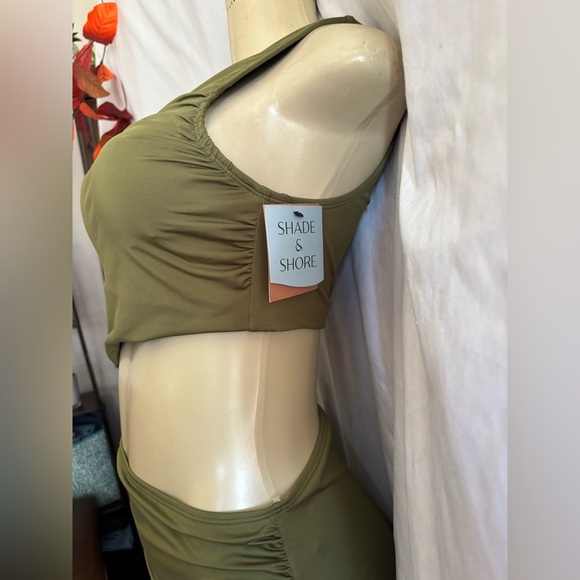💚Shade & Shore Olive Green One-Shoulder Swimsuit💚 - Picture 8 of 11